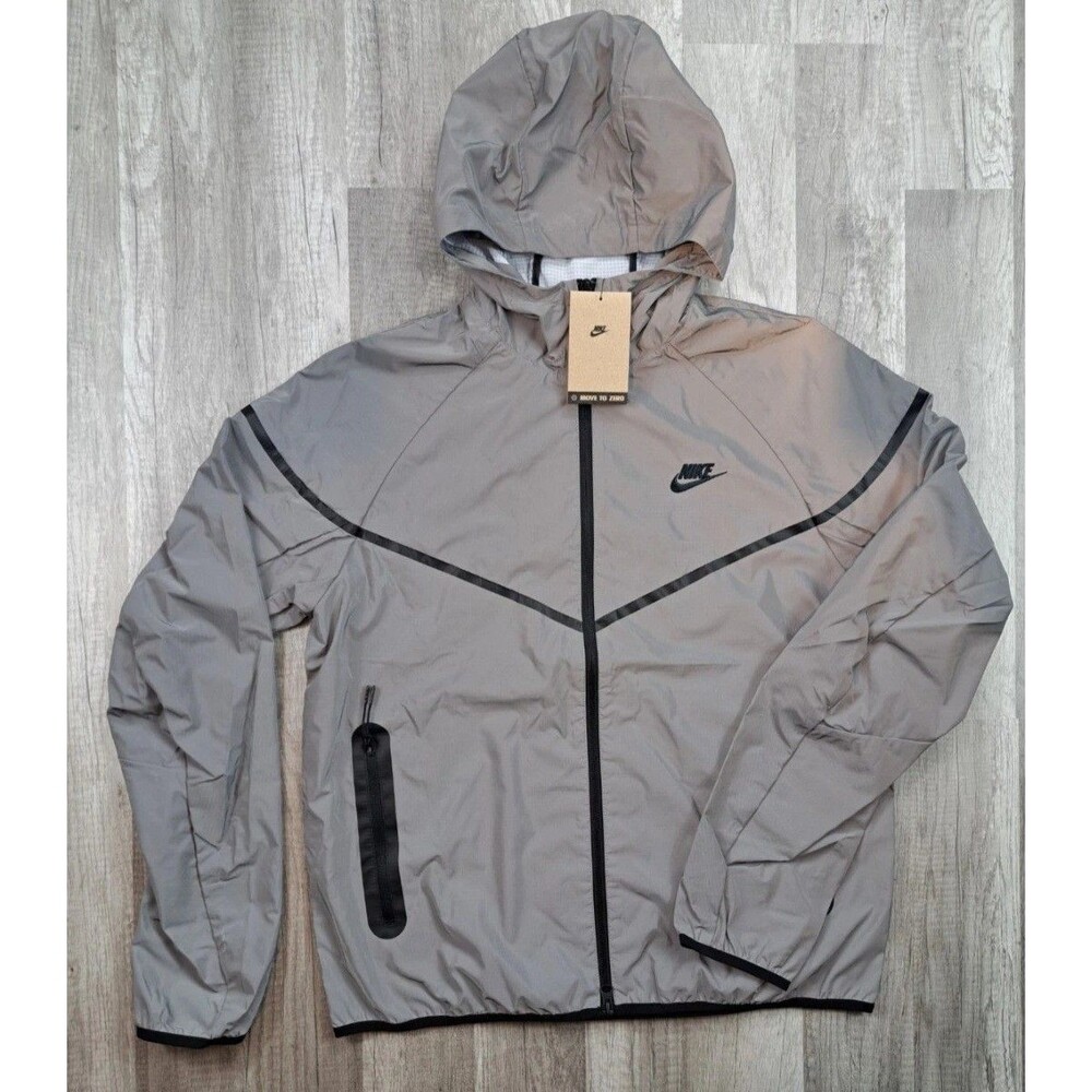 New Nike Tech Woven Reflective Jacket Silver Men's Size L Full Zip FZ7585-035